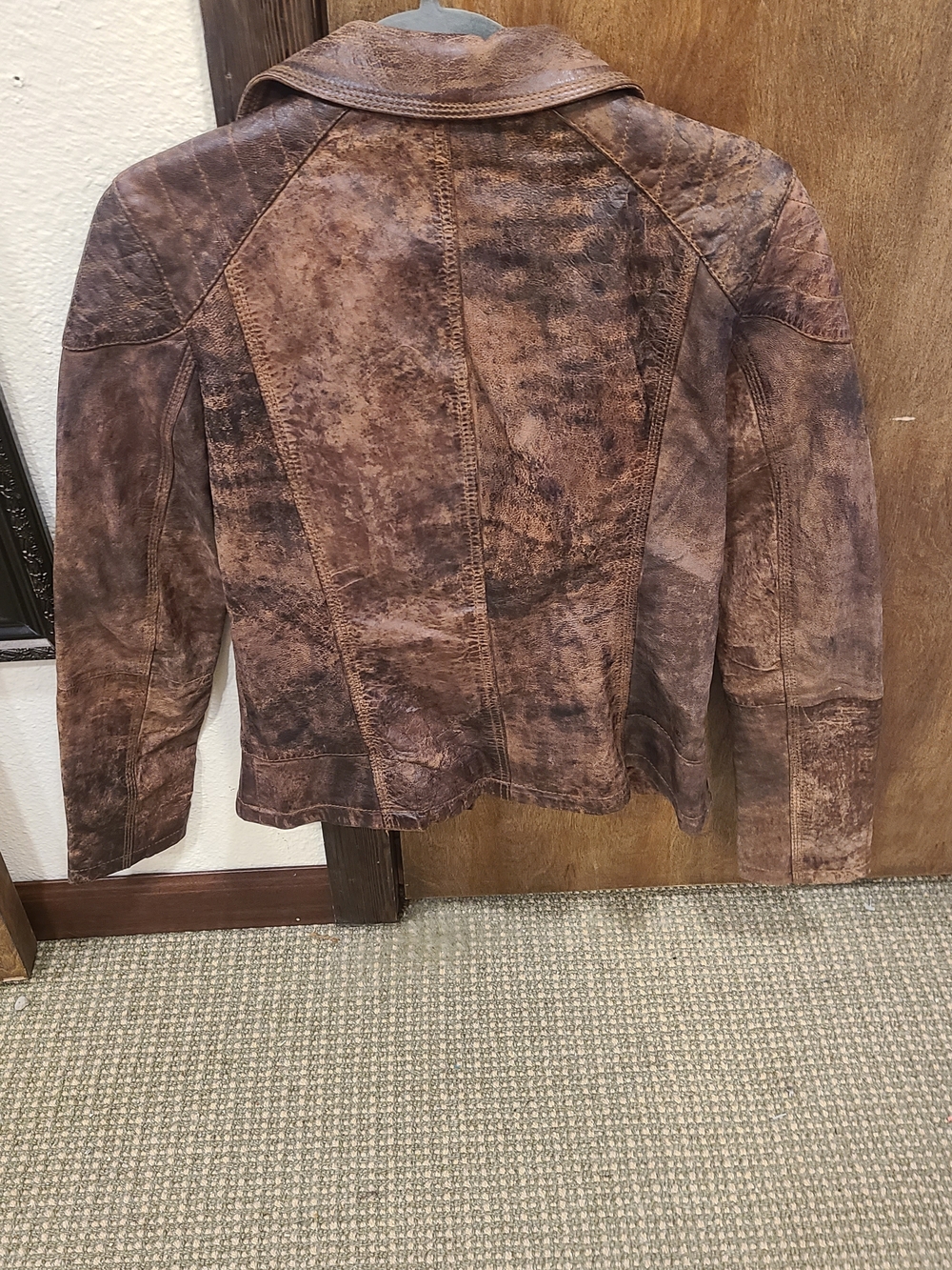 Black Label Brown Distressed Leather Moto Jacket - Women - Picture 3 of 9